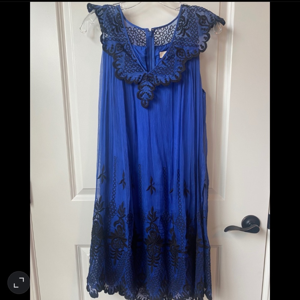 Blue and black cocktail dress